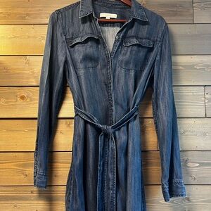 LOFT Dark Blue Long Sleeve Denim Dress